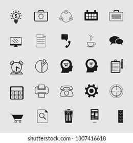 Vector illustration of business, office, computer and phone icons set