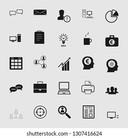 Vector illustration of business, office, computer and phone icons set