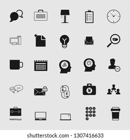 Vector illustration of business, office, computer and phone icons set