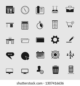 Vector illustration of business, office, computer and phone icons set