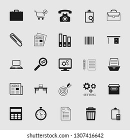 Vector illustration of business, office, computer and phone icons set