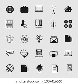 Vector illustration of business, office, computer and phone icons set