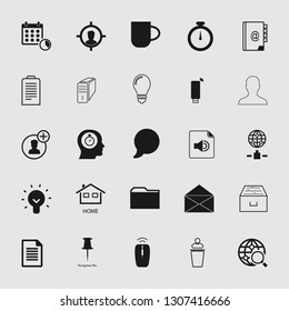 Vector illustration of business, office, computer and phone icons set