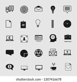 Vector illustration of business, office, computer and phone icons set