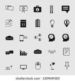 Vector illustration of business, office, computer and phone icons set