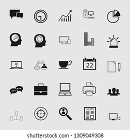 Vector illustration of business, office, computer and phone icons set