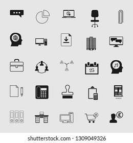 Vector illustration of business, office, computer and phone icons set