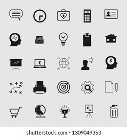 Vector illustration of business, office, computer and phone icons set