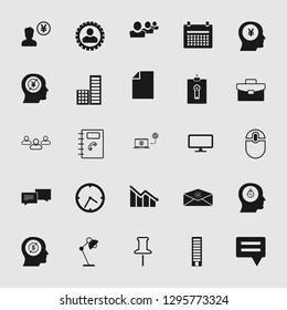 Vector illustration of business office icons set - computer and phone signs and symbols.