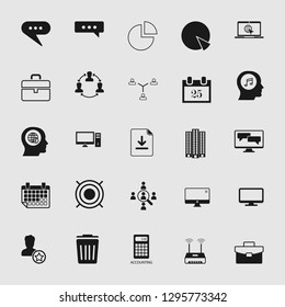 Vector illustration of business office icons set - computer and phone signs and symbols.