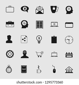 Vector illustration of business office icons set - computer and phone signs and symbols.