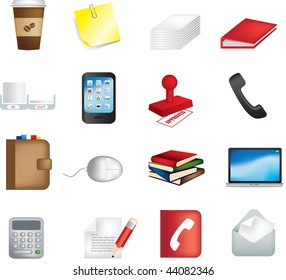 vector illustration of business office items icons