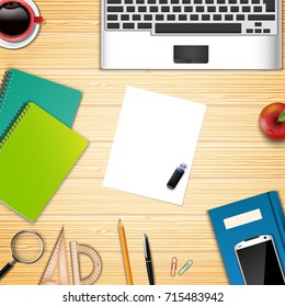 Vector illustration of Business office and Workplace top view background