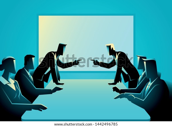 Vector illustration of business people arguing at\
meeting room