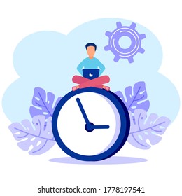 Vector illustration, business people with a clock with a white background, express service, time management concepts, fast reactions.