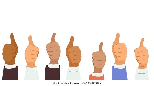 Vector illustration of business people hands. Thumbs up approve concept