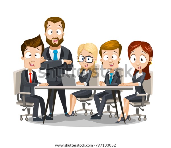 Vector Illustration Business People Meeting Group Stock Vector (Royalty ...