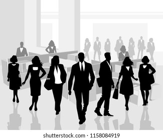 Vector illustration of business people in the office