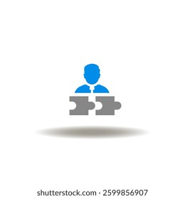 Vector illustration of business person and puzzle pieces. Symbol of onboarding.