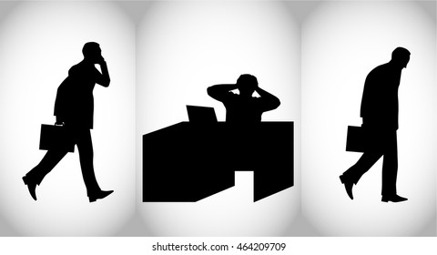 Vector illustration of a business person's mood during the working day
