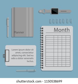 Vector illustration of business planning. Time management