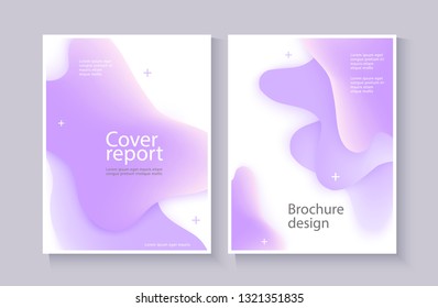 Vector illustration of business poster template with purple gradient liquid drop shapes on white background - report brochure cover with abstract geometric shapes with fluid color.