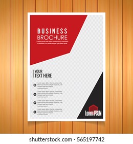 vector illustration of business presentation broucher design on a wooden background.