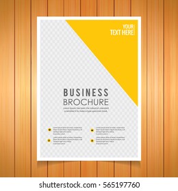 vector illustration of business presentation broucher design on a wooden background.