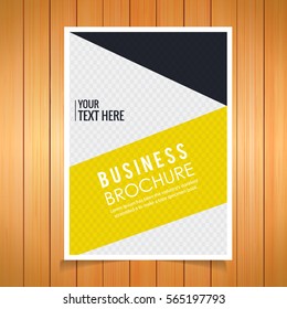 vector illustration of business presentation broucher design on a wooden background.