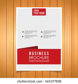 vector illustration of business presentation broucher design on a wooden background.