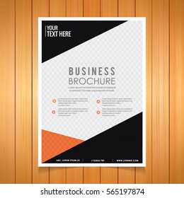 vector illustration of business presentation broucher design on a wooden background.