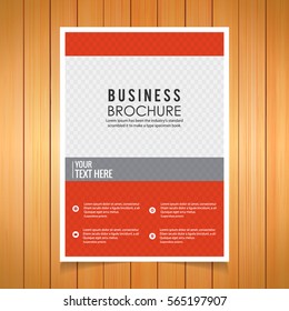 vector illustration of business presentation broucher design on a wooden background.