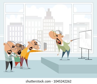 Vector illustration of a business presentation in office