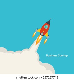 Vector illustration of business project startup development, launching new product or service for your design