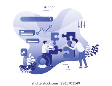 Vector illustration business puzzle solution concept flat style