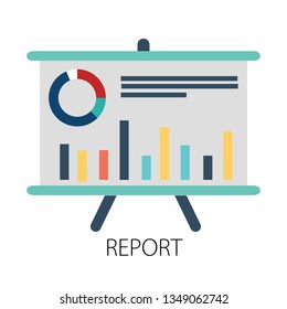 Vector illustration of business report and financial analysis with " report " marketing and chart diagram