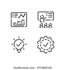 Vector illustration of business report idea mentor award line icon