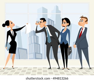 Vector illustration of a business scene in office