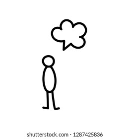Vector illustration, business scribing doodle. Man standing with a speech bubble.