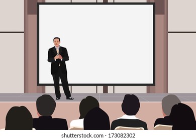 Vector illustration of business seminar.