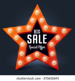 Vector illustration for business, star with light bulb and text Big Sale