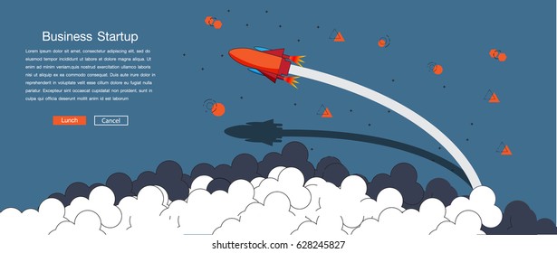 Vector illustration of Business start up for all flat line design concept