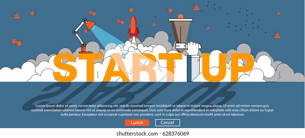 Vector illustration of Business start up for all flat line design concept
