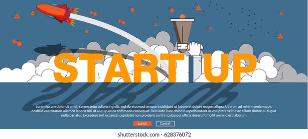 Vector illustration of Business start up for all flat line design concept