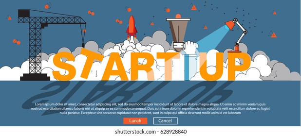 Vector illustration of Business start up for all flat line design concept