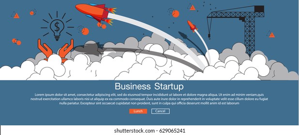 Vector illustration of Business start up for all flat line design concept