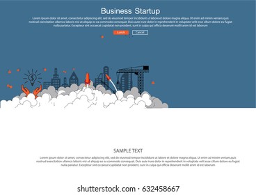 Vector illustration of Business start up for all flat line design concept
