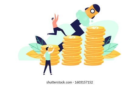 Vector illustration, Business Start Up Concept, business project startup process, ideas through planning and strategy, time management, realization. Can be used for, landing pages, templates, UI, web.
