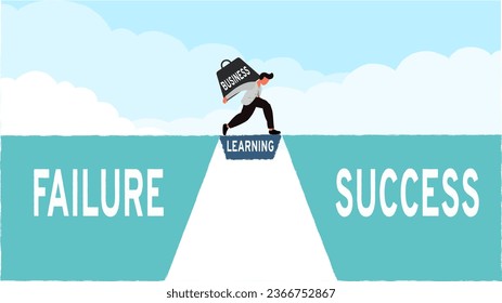 la ilustración vectorial de la empresa comienza de un fracaso a un éxito. aumentar la motivación, el camino al éxito - Vector
