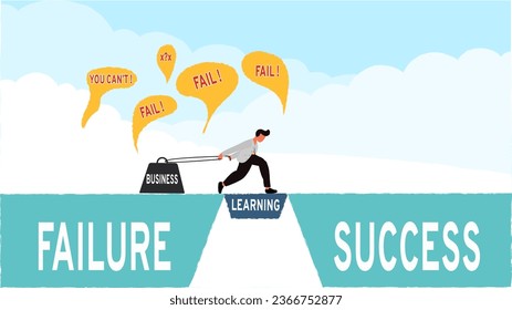 vector illustration of Business start from failure to success. move up motivation, the path to success - Vector